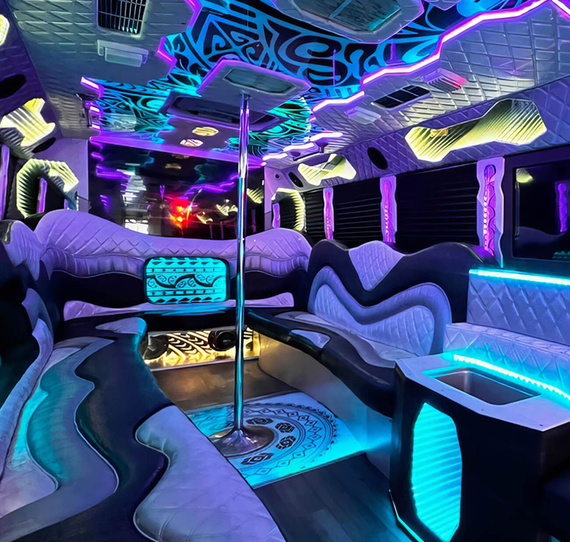 luxurious party bus interiors